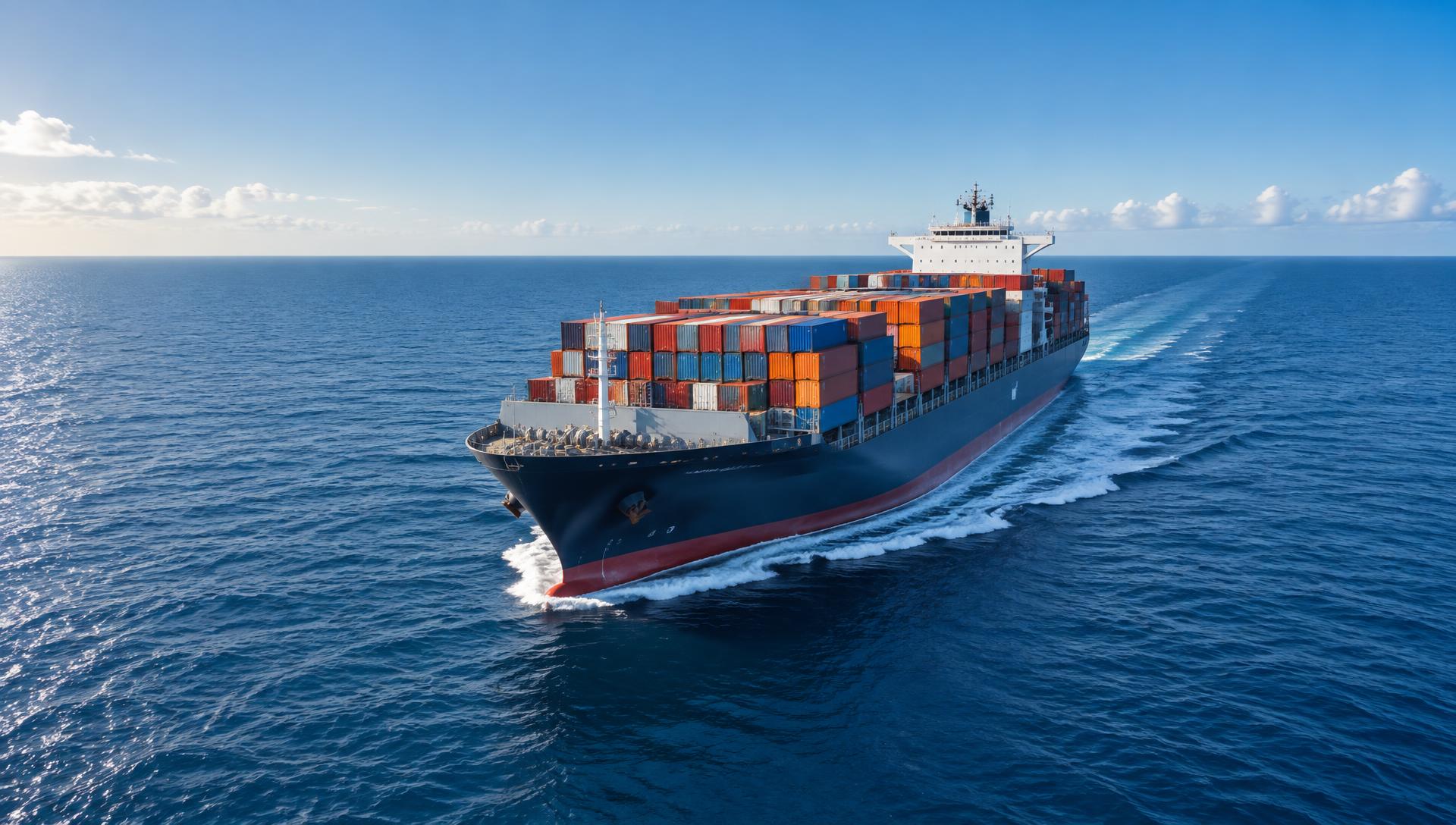 Container cargo ship sailing across the ocean
