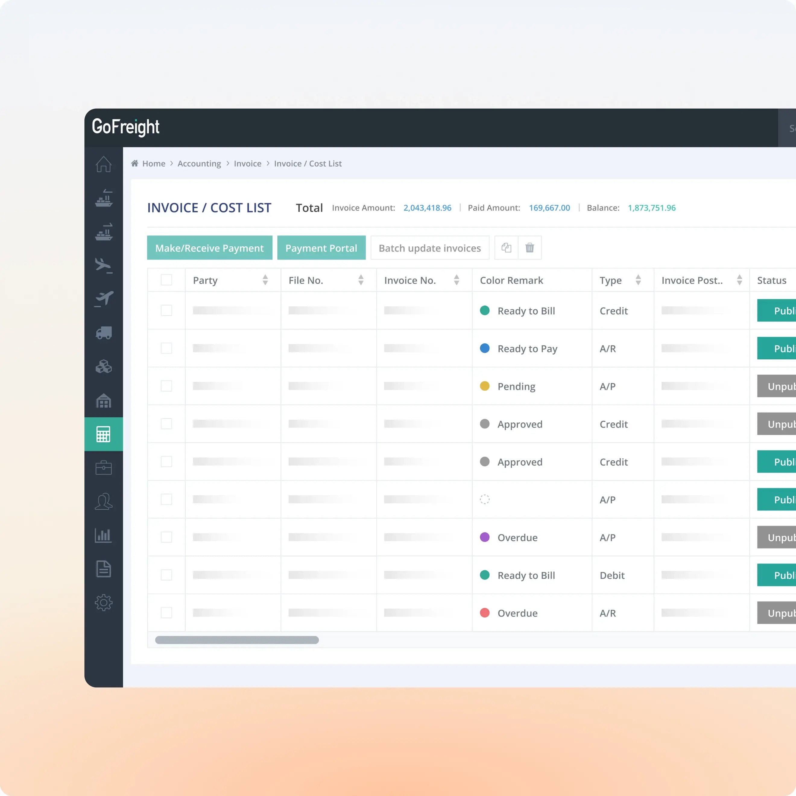 Uprite Logistics Billing & Accounting software dashboard