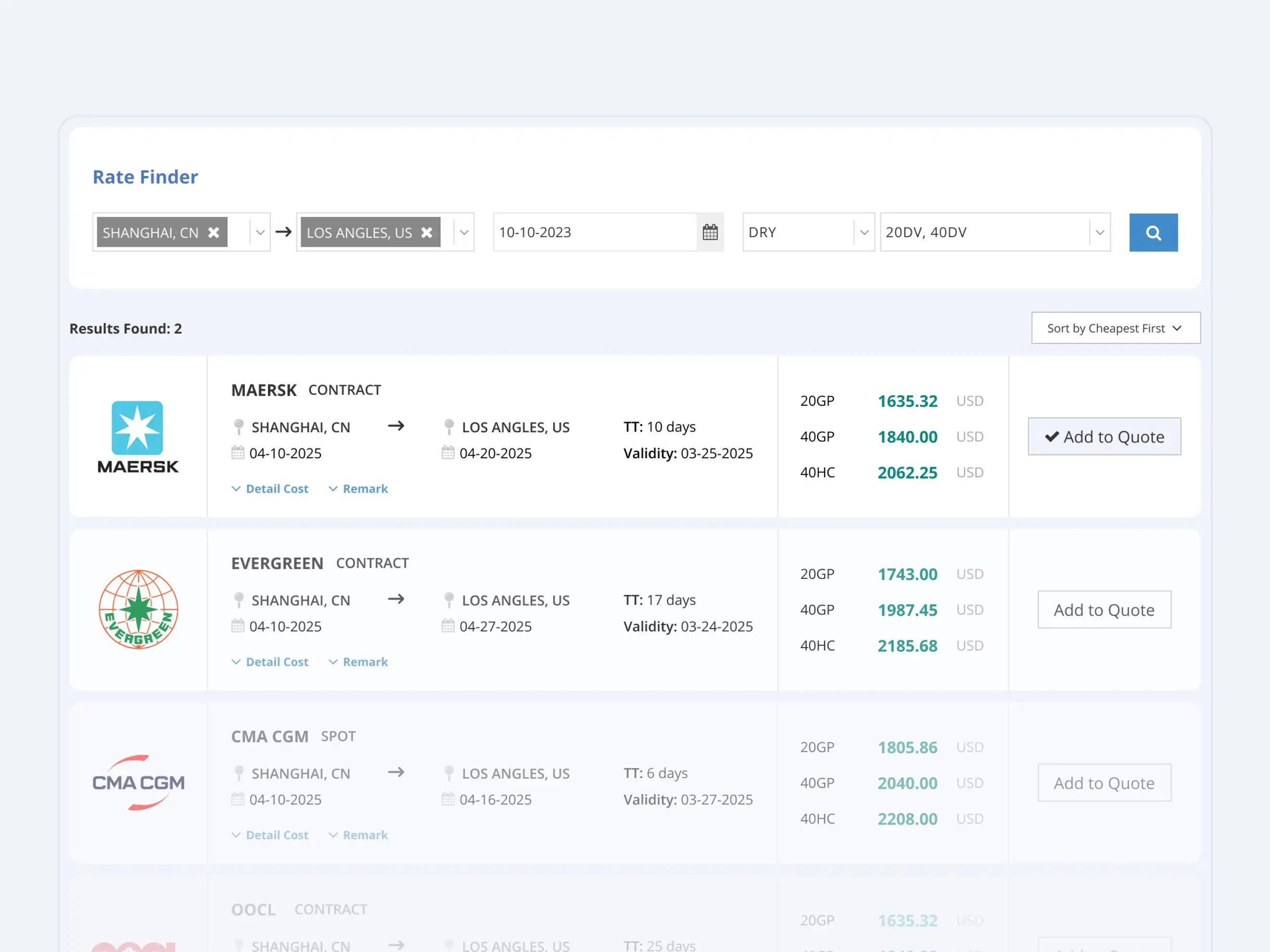 Uprite Logistics Rate & quoting software feature 2